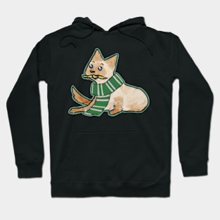 green and silver cat Hoodie